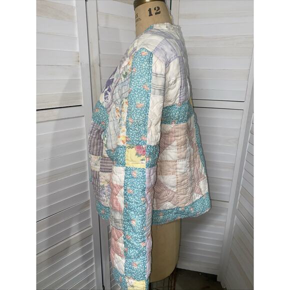 Vintage Handmade Quilted Bed Jacket Robe Cover Up XL 2X Loungewear - Picture 6 of 12